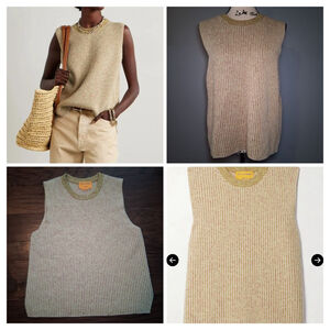 Guest In Residence Striped Ribbed Cashmere Sweater Vest in Neutrals